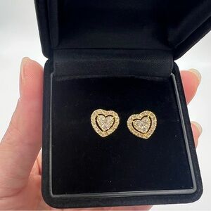 Heart Shaped Diamond Earrings in 18k Yellow Gold